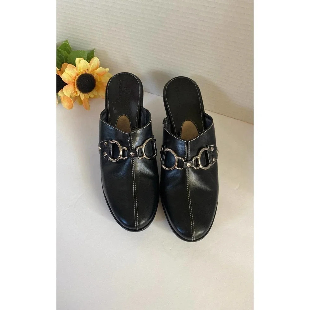 Cole Haan Classic Leather Clog Mule Womens Black US 8AA Made Brazil Preowned - Picture 9 of 9